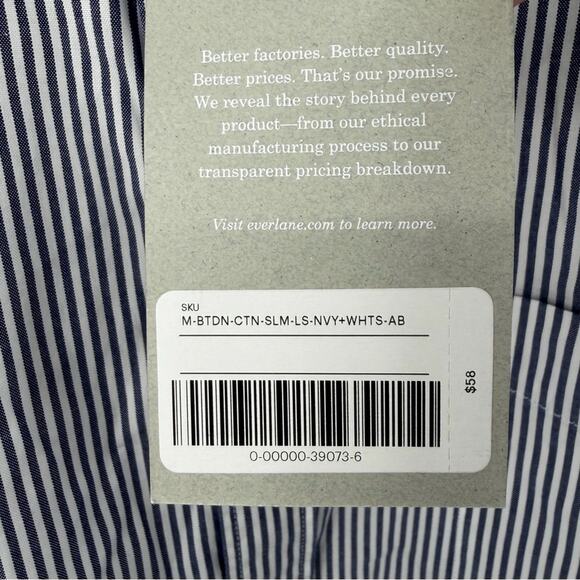 Everlane Cotton Slim Button Down Shirt in navy white Size XXL - Picture 4 of 8